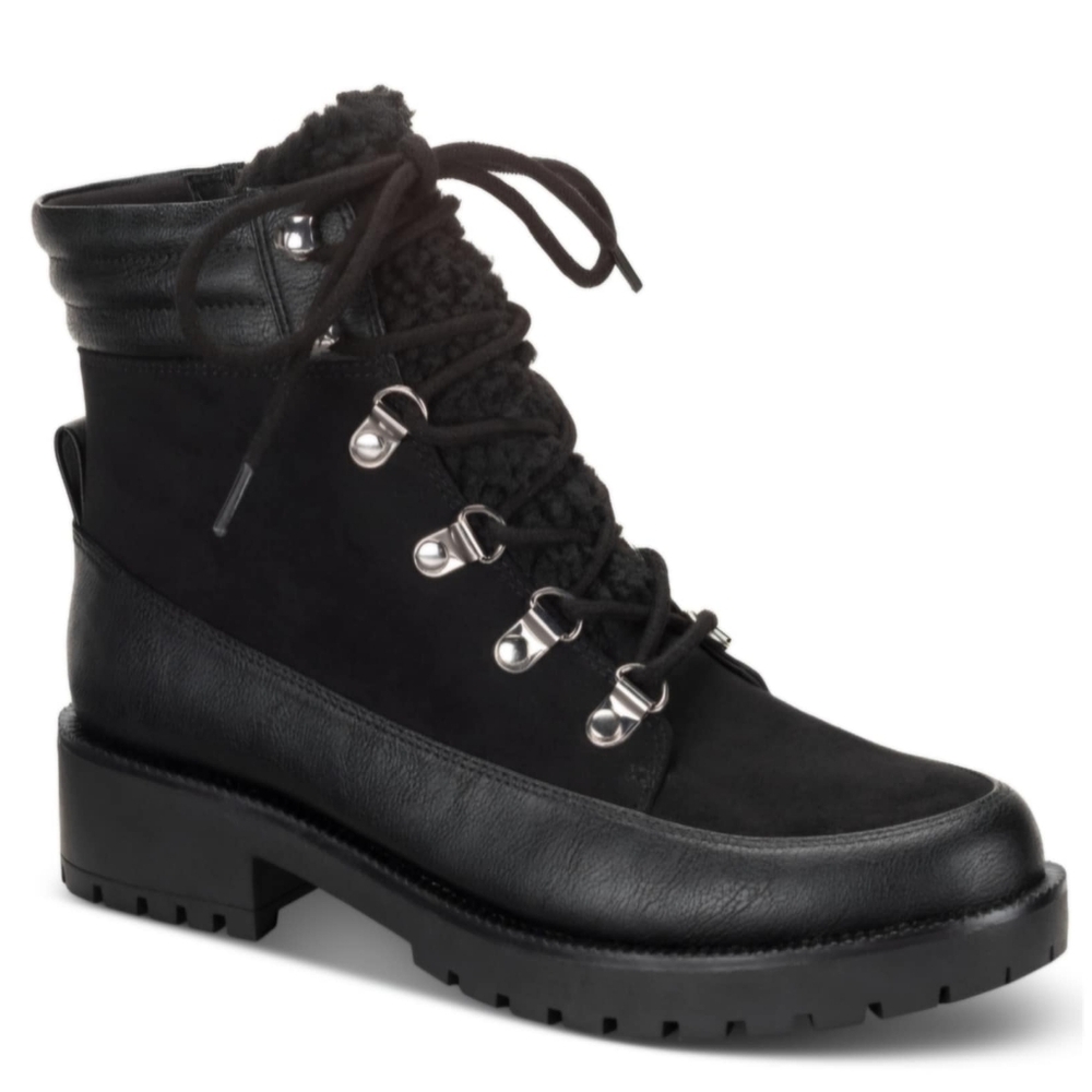 Style & Co Fantasiaa Lace-up Winter Boots, Created for Macy's - Black, 6M